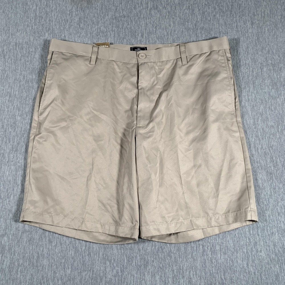 Dockers Shorts Mens 40 Khaki Flat Front‎ Polyester Chino Golf Casual Walking